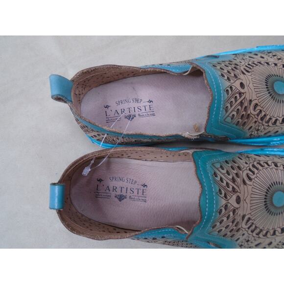 L'Artiste Spring Step Hanna Turquoise Leather Slip On Loafer Shoes EU 41 US 9.5 - Picture 4 of 8